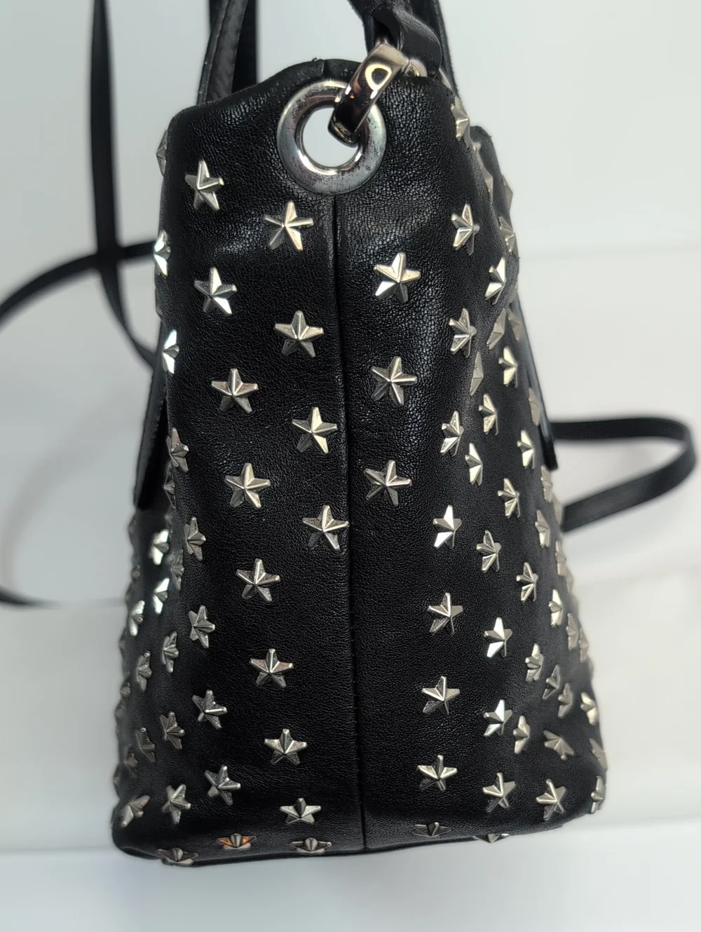 Jimmy Choo Mini Sara Star-Studded Black Leather Tote